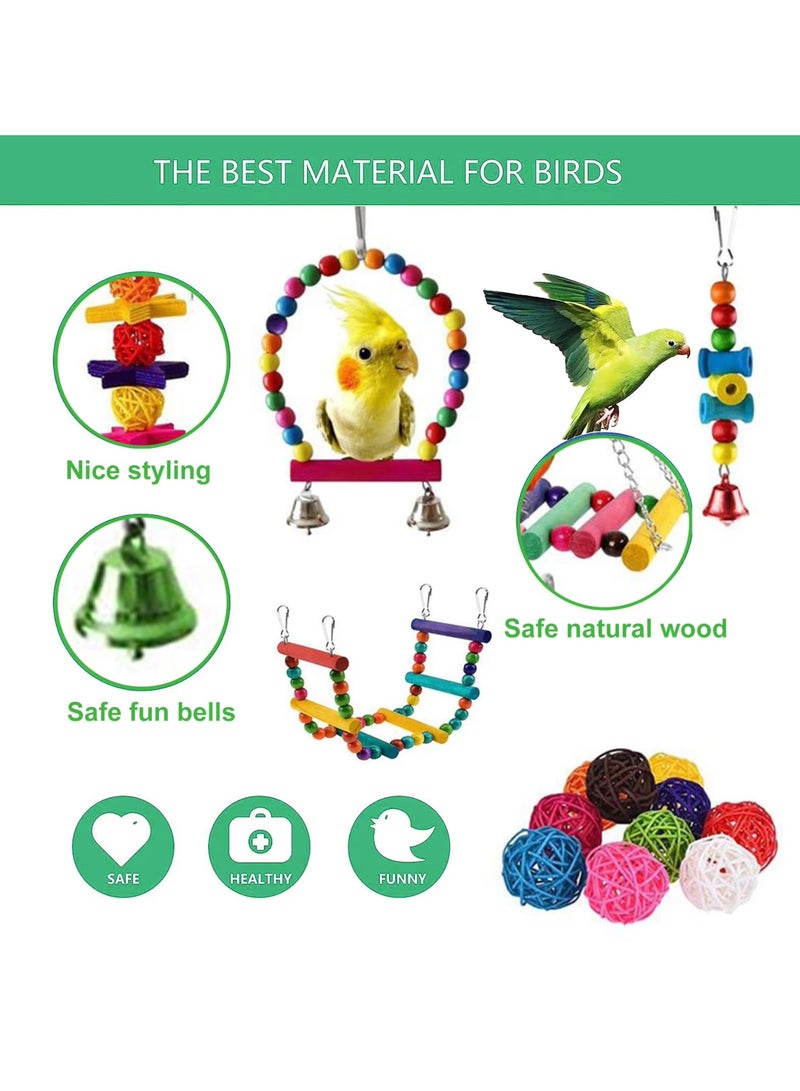 ألعاب طيور الببغاء والكوكتيل، قفص ببغاوات، أرجوحة، سلالم تسلق، مجثم خشبي، لعبة مضغ للببغاوات، الكونيور، طيور الحب، البادجي - Image 2