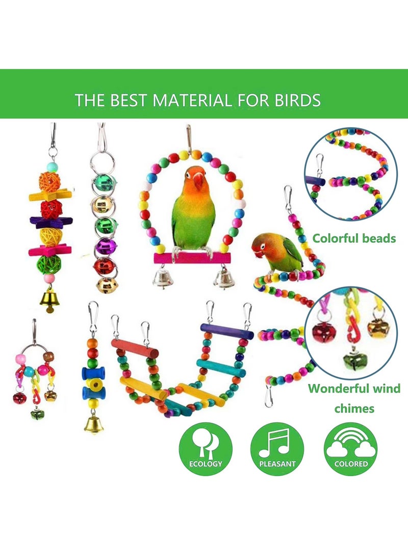 ألعاب طيور الببغاء والكوكتيل، قفص ببغاوات، أرجوحة، سلالم تسلق، مجثم خشبي، لعبة مضغ للببغاوات، الكونيور، طيور الحب، البادجي - Image 3