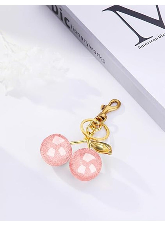 VIUAUAX Keychain Ring For Keys, Glitter Cherry Bag Charm with Key Ring and Clip,Anti-lost Car Keychain, Sparkling Resin & Metal Accessory for Purses and Bags - Image 5