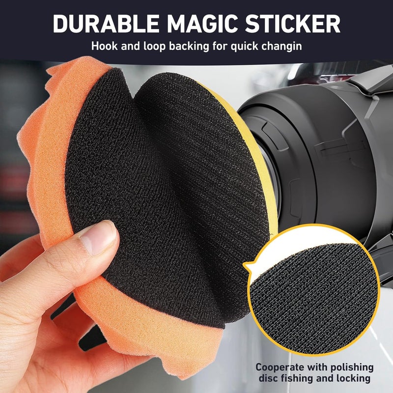 Autolock 5 Inch Buffing Polishing Pads, 7 Pcs 5'' Waffle Foam Buffing Pad, Wool Pad Kit for 5 in Backing Plate, Car Polisher Boat Compounding, Polishing and Waxing - Image 3