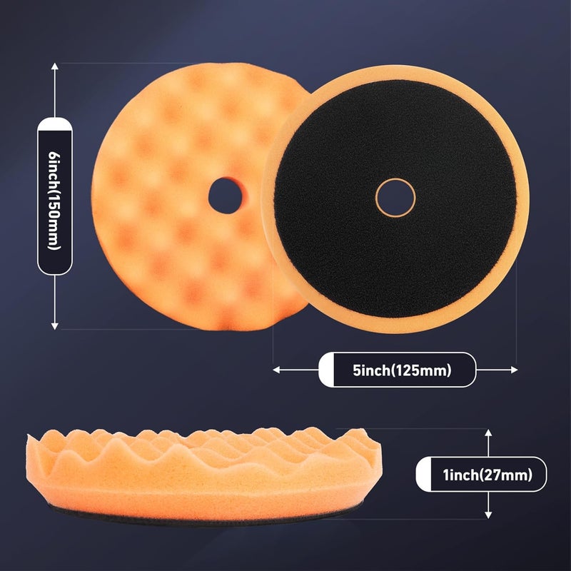 Autolock 5 Inch Buffing Polishing Pads, 7 Pcs 5'' Waffle Foam Buffing Pad, Wool Pad Kit for 5 in Backing Plate, Car Polisher Boat Compounding, Polishing and Waxing - Image 5
