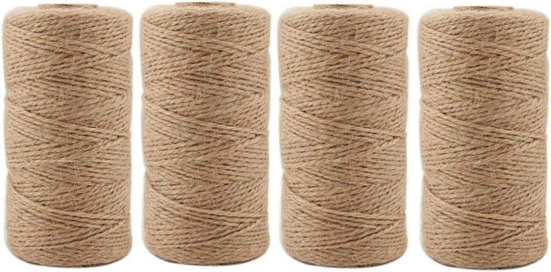 IlikeEC Jute Twine 1312 Feet 2mm 3Ply Natural Arts Crafts Jute Rope Durable Packing String for Gardening Applications(4pcs x 328feet) - Image 1