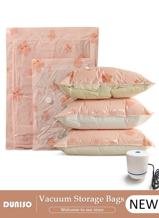 DUNISO 3PCS Vacuum Storage Bags,Vacuum Sealer Storage Bags with Electric Pump for Travel,  Multiple Sets of Space Saver Sealer Compression Bags, Reusable Compression Bags，Vacuum Bag for Blankets, Pillows, Clothes Storage - Image 1