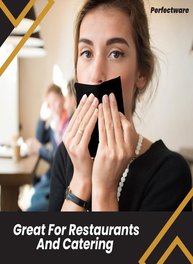 Perfectware 2-Ply Black Beverage Napkins - 300 Count Cocktail Napkins, 10 x 10 Inches - Image 4