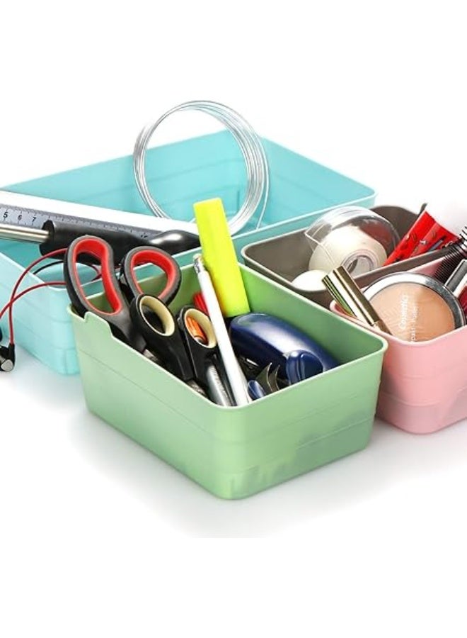 Spaceshoop Drawer Organiser – Office Desk Stationery Organizer and Small Pieces Storage Boxes Set – Multi-Compartment Tray for Pens, Clips, Paper, and Craft Supplies – Stackable & Space-Saving Design - Image 4