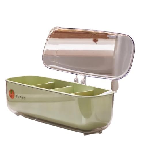 YONIMI Seasoning Spice Dispenser Jar Cruet Kitchen Salt Box Storage Container Condiment Jars Cruet with Cover SpoonKitchen Utensils Supplies 4 Compartment Green - Image 1