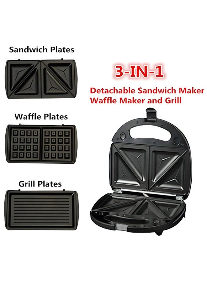 Generic - Sandwich Maker Waffle Maker,3 in 1 Toastie Maker with Non-Stick Detachable Plates,LED Indicator Lights, Anti-Skid Feet - Image 1