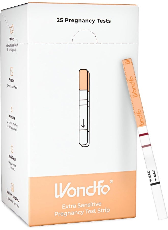Wondfo Early Result Pregnancy Test Strips 25 Packs - Early Detection Of Pregnancy 10 Miu/Ml, Sensitive, Accurate Home Medical With Urine, Hcg Fertility Predictor Kit - Image 1