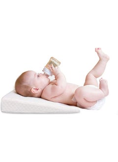 Beauenty Crib Wedge for Baby Nursing Memory Foam Baby Sleeping Wedge Pillow Infant Sleep Pillow with Removal Waterproof Cotton Cover (White)  - Image 1