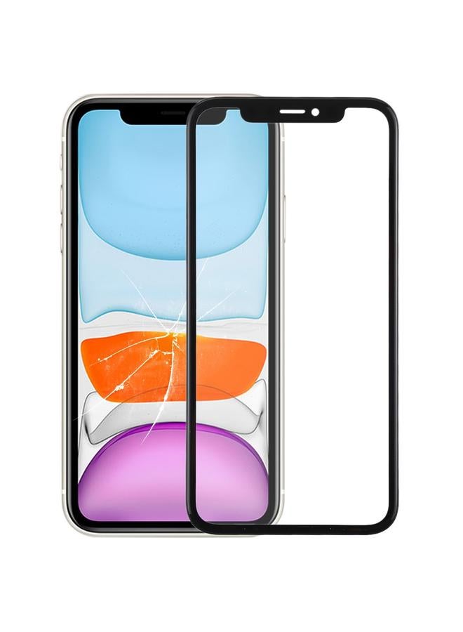 إيروريكس عدسة زجاجية خارجية للشاشة الأمامية مع إطار ولاصق شفاف بصري OCA لهاتف iPhone 11 (أسود) - Image 1