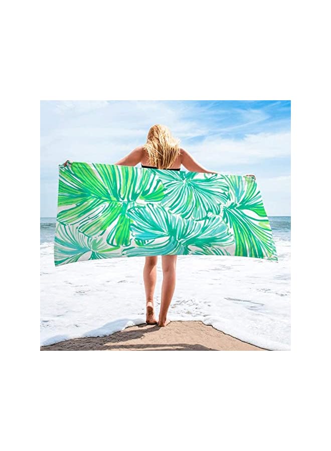 Zaboon Sand Free Beach Towel | Quick Fast Dry Super Absorbent Oversized Lightweight Big Large Towels Blanket Green Leaf Cool Swim Beach Towels For Travel Pool Swimming Bath Camping Adult Women Men - Image 2