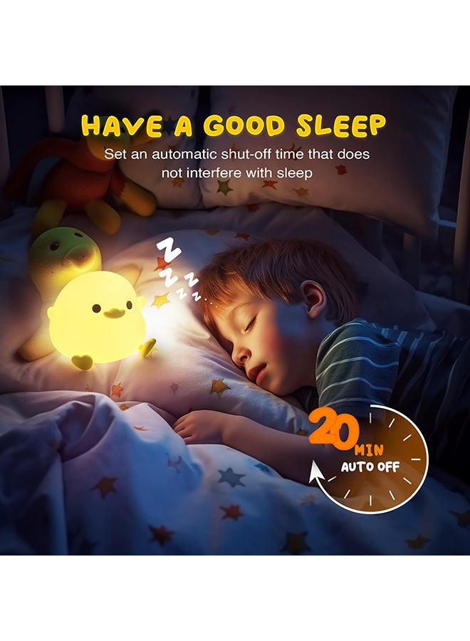 Duck Night Light for Kids,Soft Silicone Cute Night Lamp for Kids Room,Touch Control Dimming,USB Rechargeable Portable Night Light