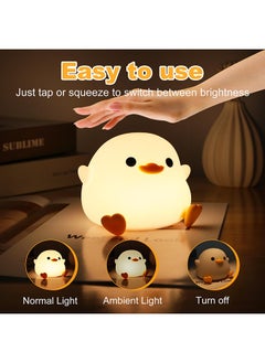 O Ozone Duck Night Light for Kids,Soft Silicone Cute Night Lamp for Kids Room,Touch Control Dimming,USB Rechargeable Portable Night Light  - Image 2