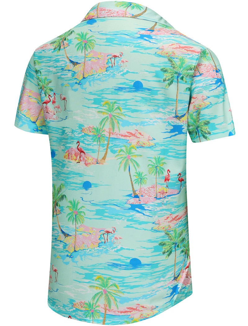 KYKU Men's Short Sleeve Tropical Shirts Hawaiian Button Down Shirt, Green, XL - Image 4