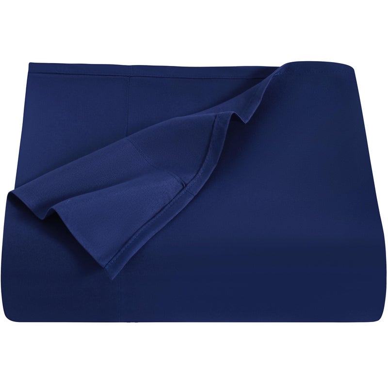 NTBAY NTBAY Queen Flat Sheet Only  Brushed Microfiber Flat Sheet  Soft WrinkleFree FadeResistant StainResistant Top Sheet Hotel Quality Flat Bed Sheet Navy Blue 