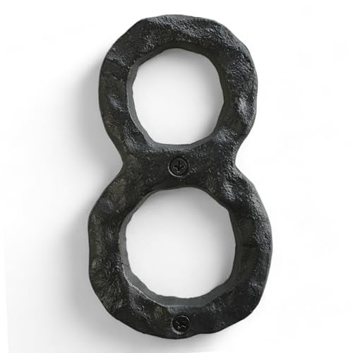 NACH House Numbers for Outside, 5.5 inch Black Address Numbers for House - Number 8 - Rustic Numbers for Outside with Mounting Hardware - Image 1