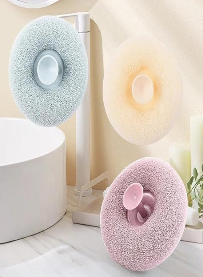 Super Soft Bath Loofah with Suction Cup, Round Mesh Shower Sponge Scrubber for Women & Men, Deep Cleansing Body Wash Exfoliator,Reusable Bathing Sponge for Smooth Scrubber for Body & Fresh Skin - Multicolor - Image 4