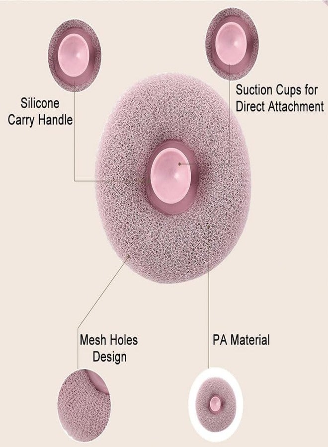 Super Soft Bath Loofah with Suction Cup, Round Mesh Shower Sponge Scrubber for Women & Men, Deep Cleansing Body Wash Exfoliator,Reusable Bathing Sponge for Smooth Scrubber for Body & Fresh Skin - Multicolor - Image 3