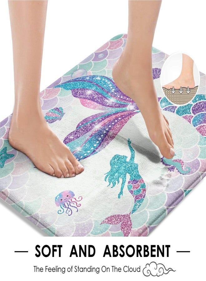 ArtSocket Pink Mermaid Tail Scales Bathroom Set with Shower Curtain and Rugs Accessories Sea Turtle Seahorse Octopus Conch Shower Curtain Set Cute Summer Bathroom Decor 4 Pcs - Image 4