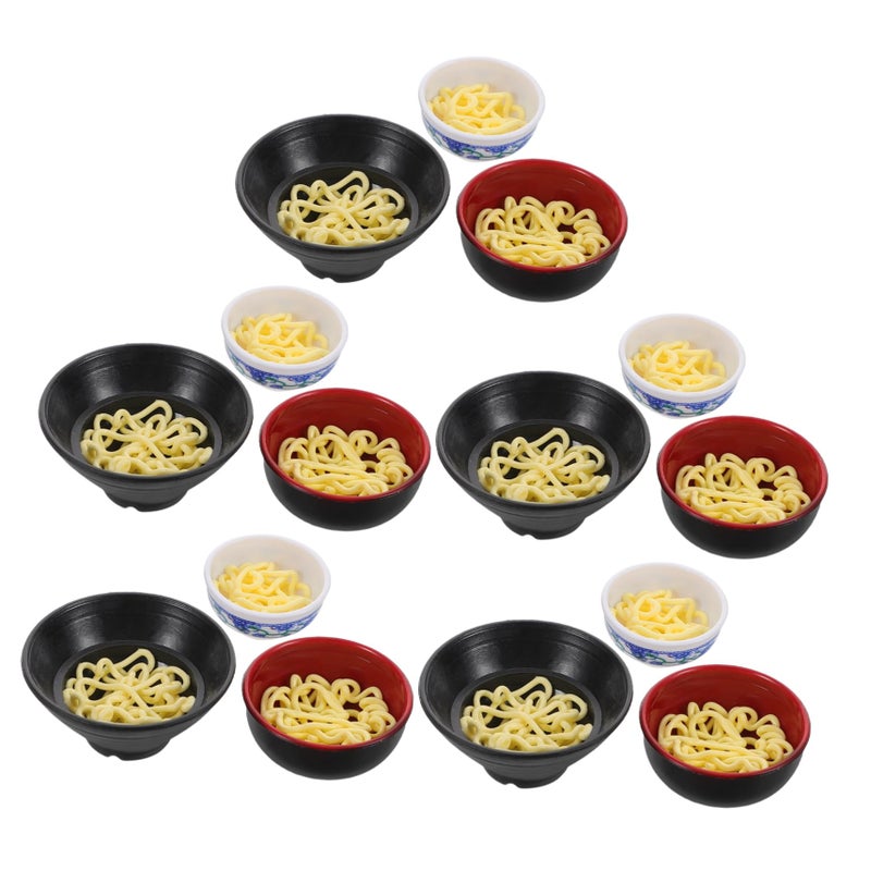 15Pcs Realistic Miniature Ramen Noodle Bowl Set For Dollhouse Kitchen Play - Image 2