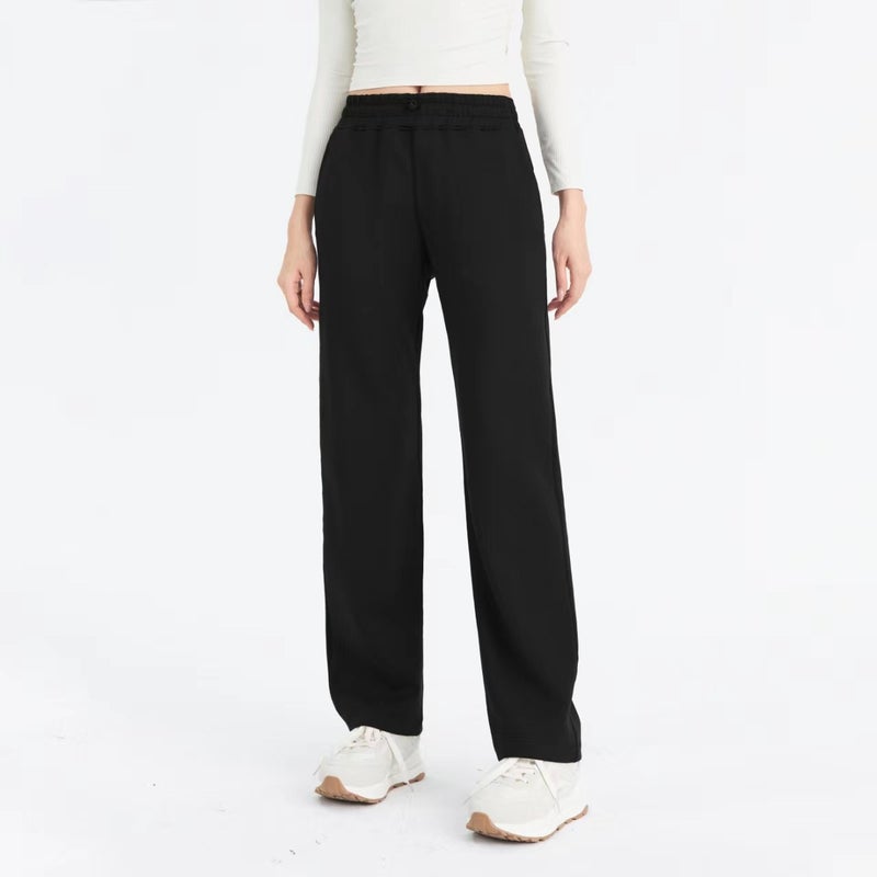 Lulu Same Yoga Wide Leg Pants SoftstremI Pants Sports Casual Pants Womens Loose Straight Leg Length Pure black  - Image 1