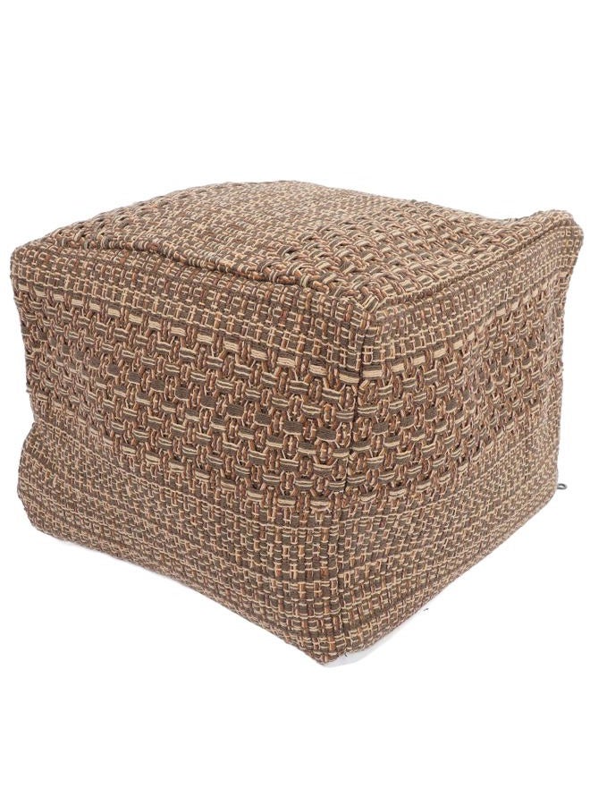 Vosarea Pouf Ottoman Square Pouf Cover, Khaki, Cotton, Linen - Image 1
