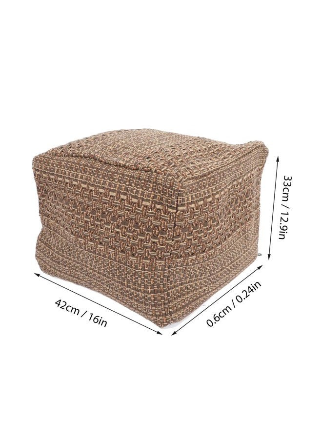 Vosarea Pouf Ottoman Square Pouf Cover, Khaki, Cotton, Linen - Image 2