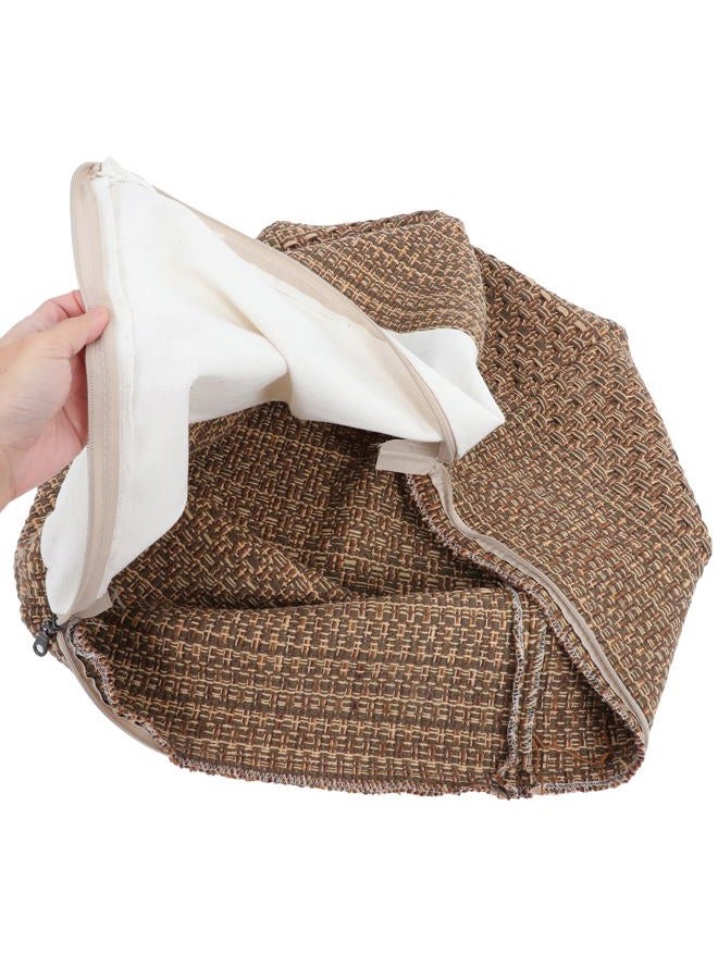 Vosarea Pouf Ottoman Square Pouf Cover, Khaki, Cotton, Linen - Image 4