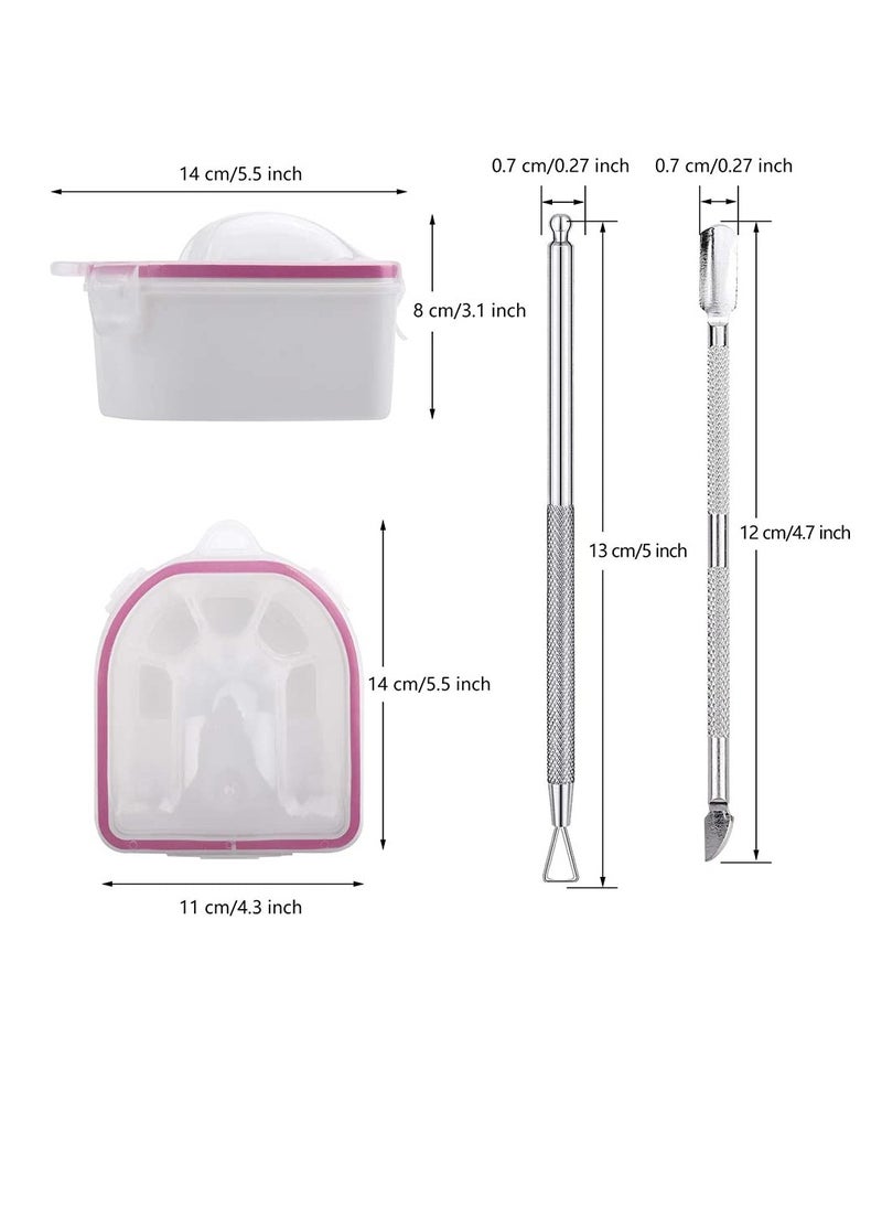 SYOSI - Nail Tool Set 2 Pieces Soaking Bowls Polish Remover Soak Files with Triangle Cuticle Peeler and Stainless Steel Pusher Art - Image 1
