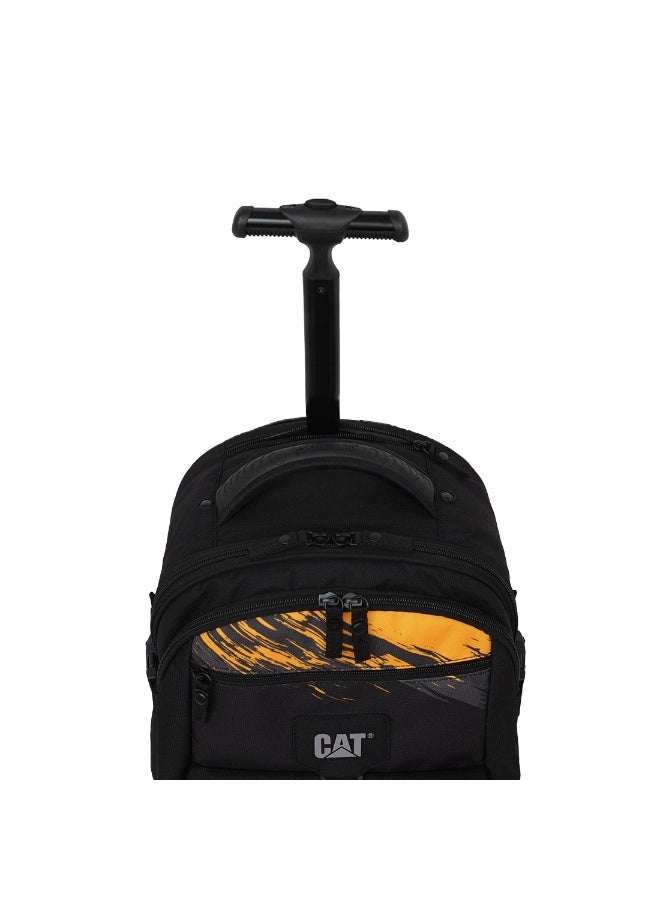 CATERPILLAR حقيبة ظهر بعجلات CAT RollRover 2‑Wheel – سعة 29.5 لتر، قسم للكمبيوتر المحمول، بوليستر 600D/1680D، أصفر/أسود برسمة فرشاة - Image 5