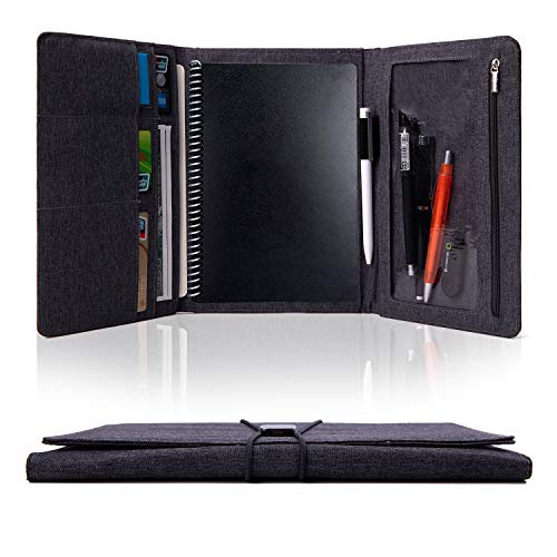 KGMCARE Folio Cover Compatible with Rocketbook Everlast Fusion, Cloth Fabric, Multi Organizer Men & Women Folder with Pen Loop/Phone Pocket/Business Card Holder, fits A5 Size Notebook（6" x 8.8"） - Image 1
