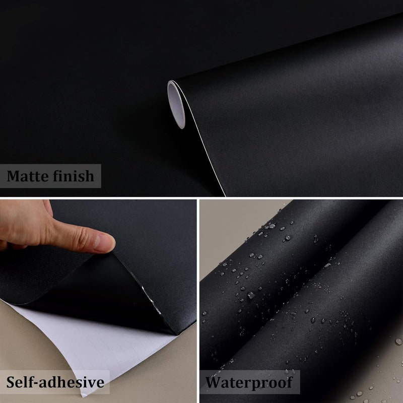 KAPIX Wall Sticker - Contact Paper for Home-Kitchen, Furniture, Cabinet Renovation | Self Adhesive Waterproof PVC Sheet Anti Fade, Non Reflective Decorative Black Matte || (60 X 500-CM) - Image 5