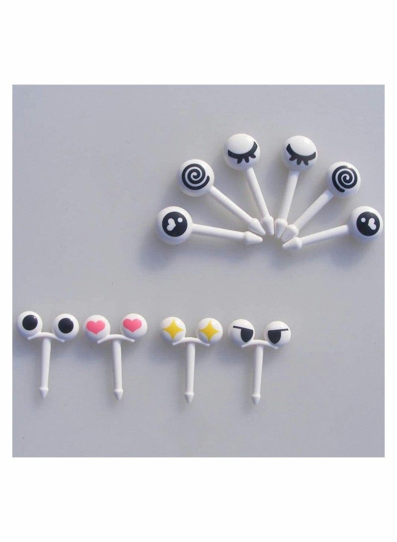 Y&D 60 Pcs Kids Bento Box Food Picks Mini Cartoon Eye Plastic Fruit Toothpicks Lunch Boxes Sandwich Appetizer Dessert  - Image 2