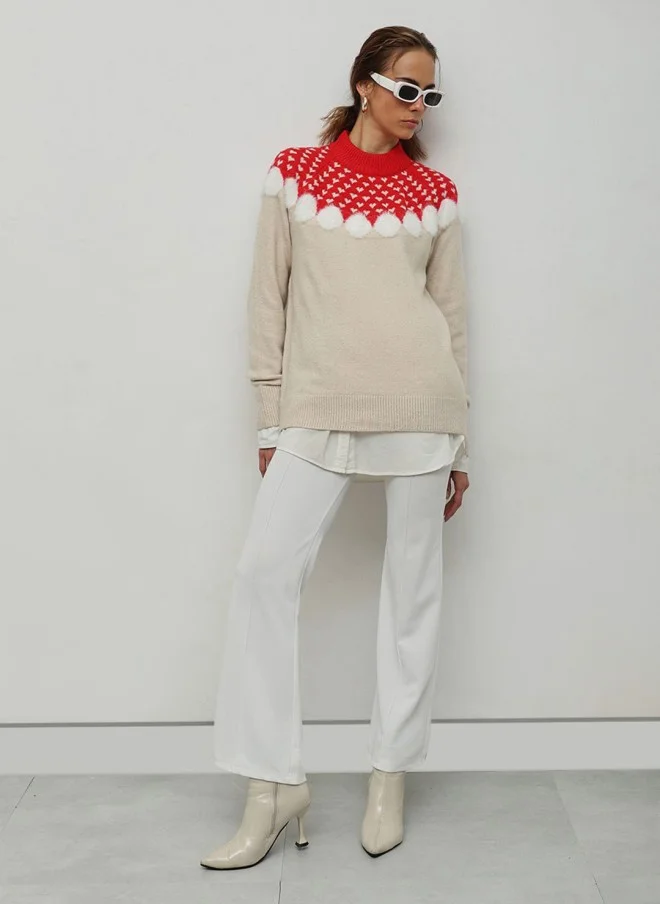 STREET 9 Red Self Design Pullover for Women