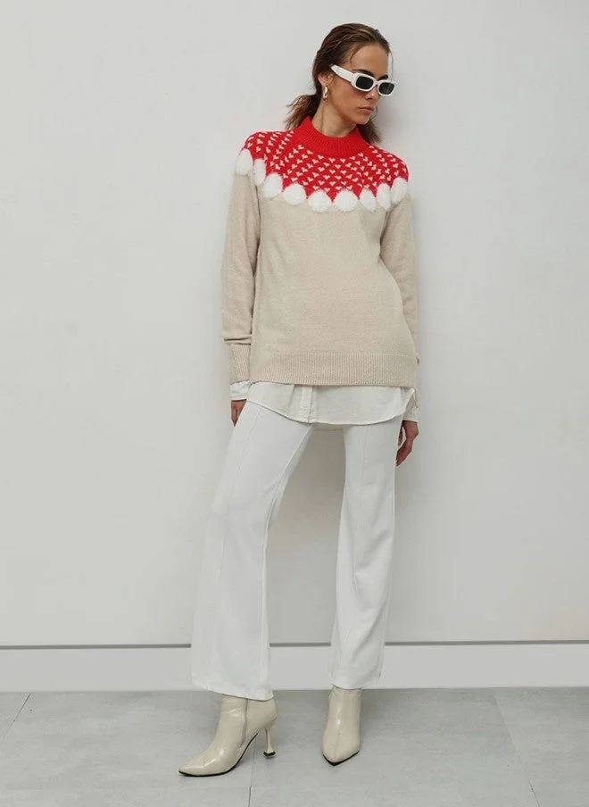STREET 9 Red Self Design Pullover for Women