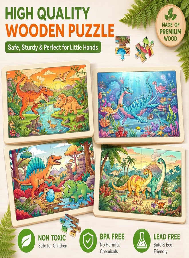 OSBOO 4-Pack Puzzles for Kids Ages 3-5, 24-Piece Wooden Puzzles for Kids Ages 4-6 – Dinosaur Jigsaw Puzzle, Educational Puzzles for Boys and Girls, Ages 3+ - Image 5