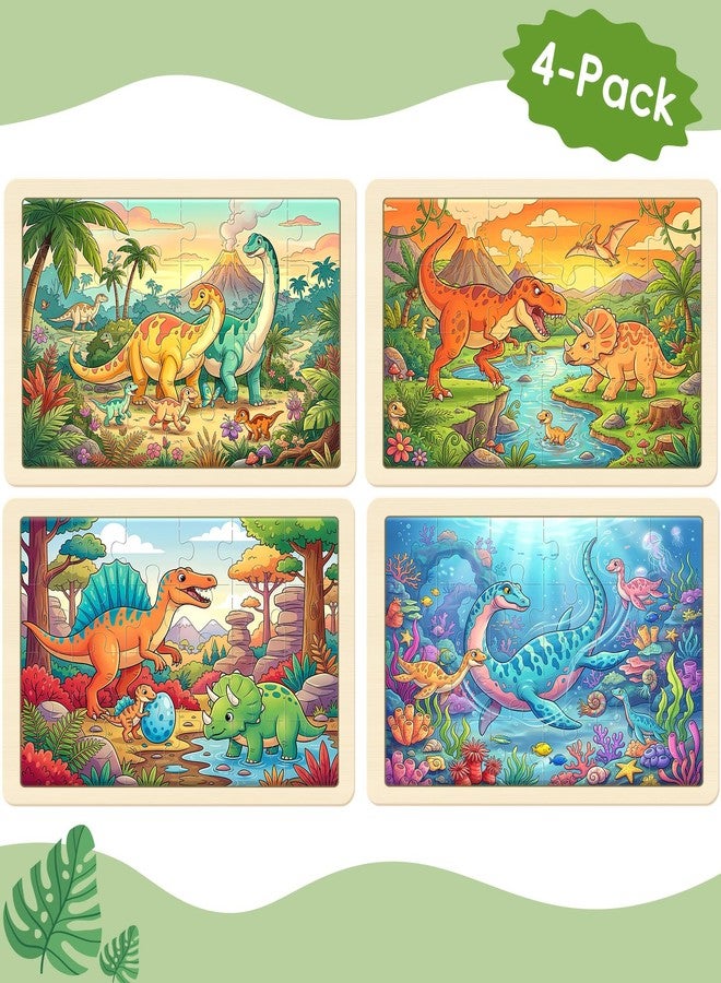 OSBOO 4-Pack Puzzles for Kids Ages 3-5, 24-Piece Wooden Puzzles for Kids Ages 4-6 – Dinosaur Jigsaw Puzzle, Educational Puzzles for Boys and Girls, Ages 3+ - Image 2