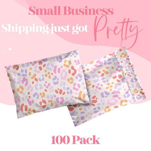 Pretty Package Store 6x9 Designer Poly Mailer 100 Pack Heavy Duty Waterproof Self Seal Shipping Bags for Small Business Large Mailing Envelopes Bulk Tear Resistant Cute Packaging Preppy Leopard - Image 3