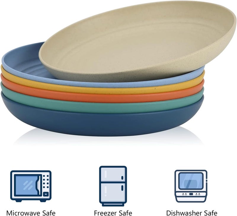 Homienly Wheat Straw Plates  6 PCS Unbreakable Dinner Plates Microwave  Dishwasher Safe 10 INCH 6 Colors - Image 3