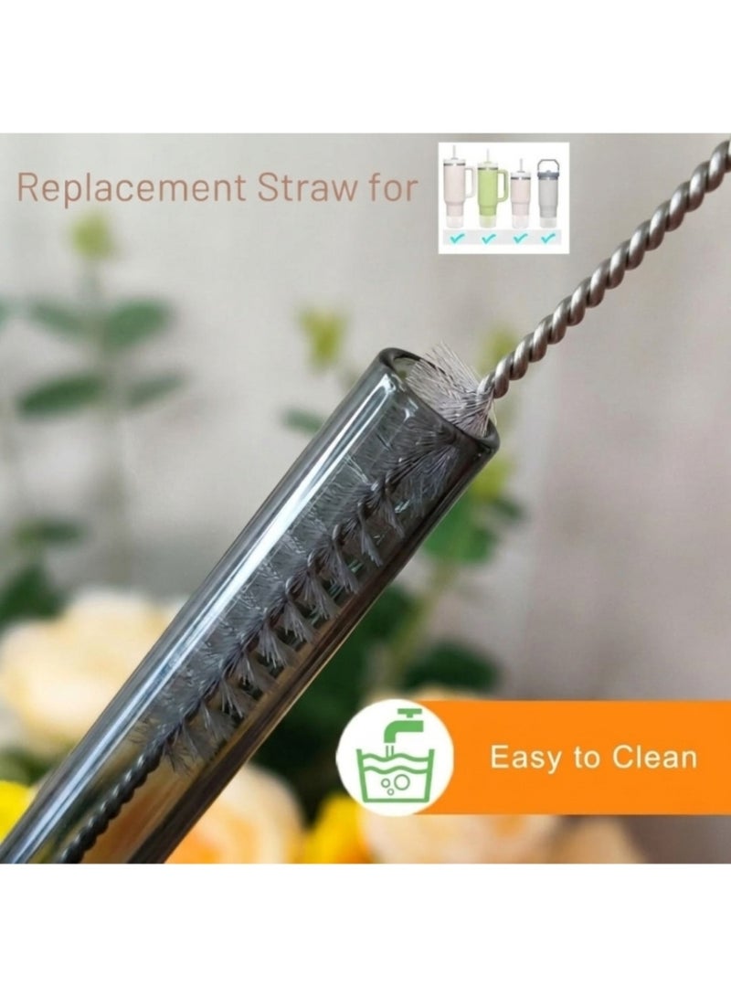 STN 10 Pack Reusable Straws for Stanley Cup 40oz – 12" Extra Long Replacement Straws, BPA-Free, Includes Cleaning Brush (Tritan-Black) - Image 3