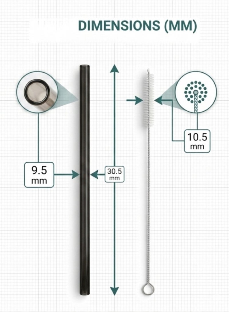 STN 10 Pack Reusable Straws for Stanley Cup 40oz – 12" Extra Long Replacement Straws, BPA-Free, Includes Cleaning Brush (Tritan-Black) - Image 2