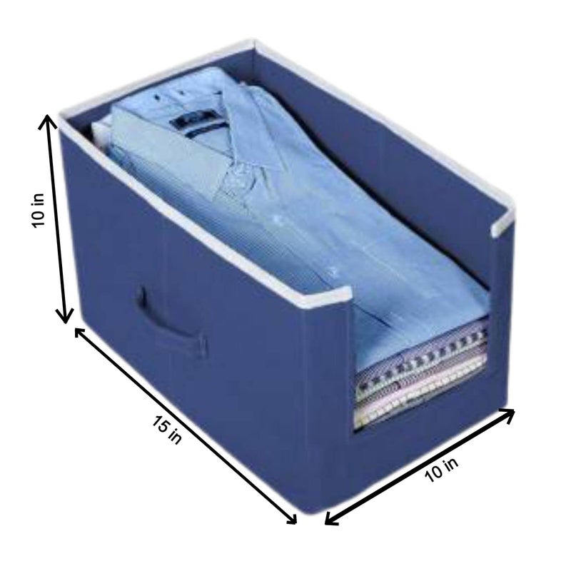 ShubhKraft Shubhkraft Garment CoverStorage Box ClothesNon Woven TShirts Shirts Cover For Organize WardrobeCloset OrganizerCupboard OrganizerGarment Organizer Pack Of 4 Navy Blue  - Image 4