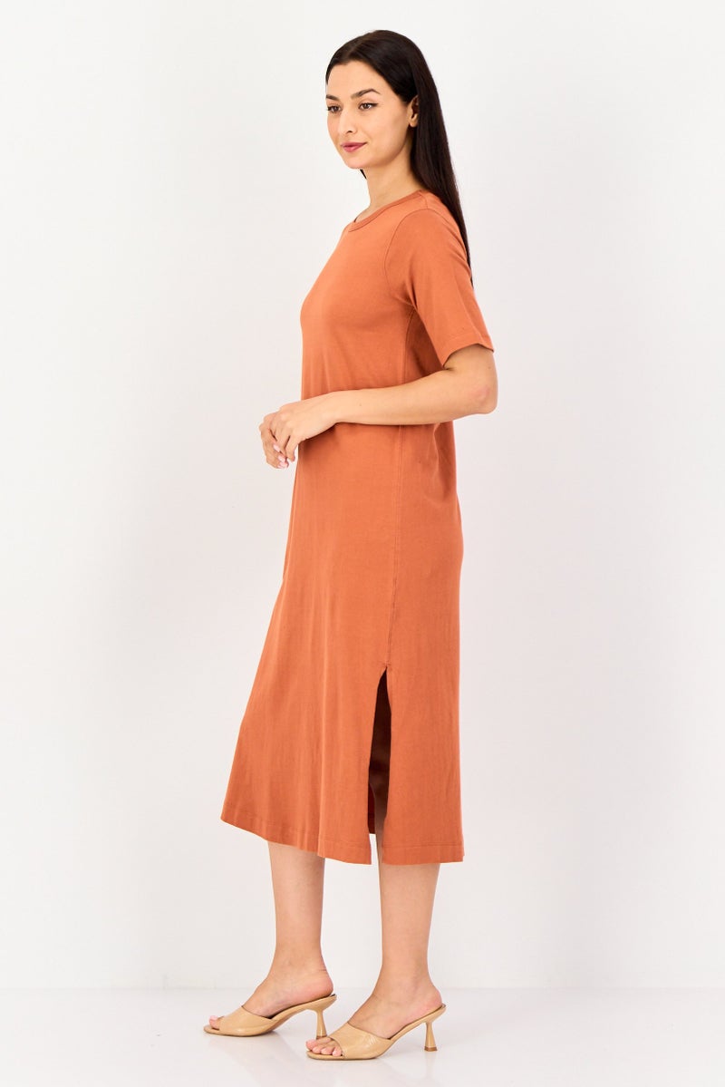 ONLY Jdy By Only Women Plain Midi Dress, Rust Orange - Image 2