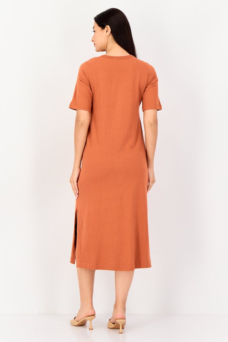 ONLY Jdy By Only Women Plain Midi Dress, Rust Orange - Image 4