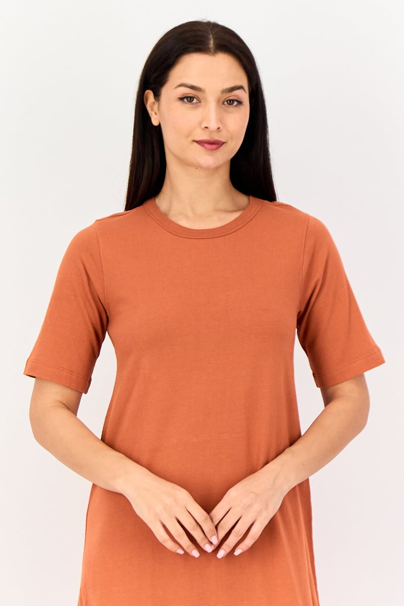 ONLY Jdy By Only Women Plain Midi Dress, Rust Orange - Image 3