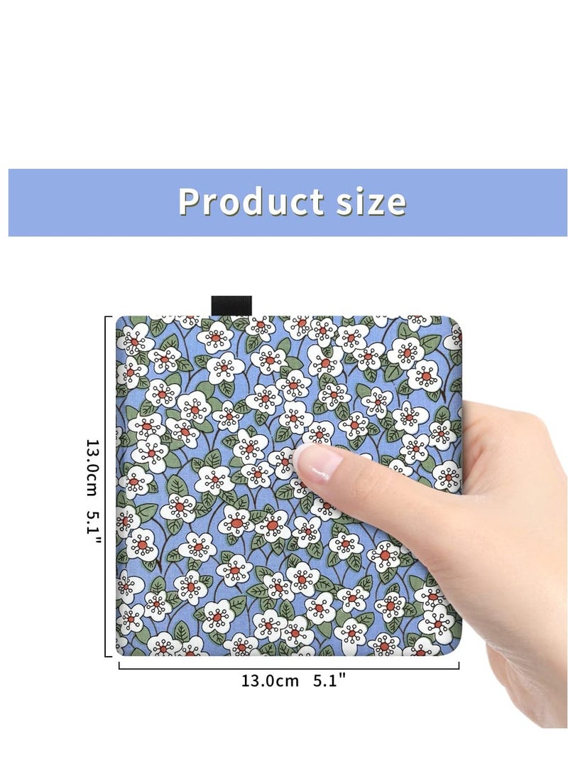 Excefore Portable Watercolor Sketchbook, 5x5" Handy Handmade Cloth Fabric Hardcover Sewing Binding Travel Watercolor Paper 140LB/300gsm 20Sheets/40Pages Journal Mixed Media Pad Notebook Blue White Flower  - Image 2