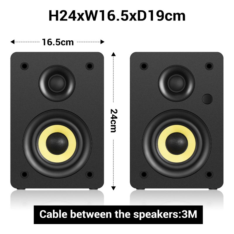 Sanyun سماعات سانيون SW206 4 بوصة HiFi للكتب مع وضع الاستوديو، 80 واط نشط، بلوتوث 5.4/بصري/كوكسيل/TRS/أكس/24 بت DAC USB، لجهاز الفونوغراف، التلفاز، الكمبيوتر المكتبي، هيكل خشبي، تحكم عن بعد، أحمر - Image 2