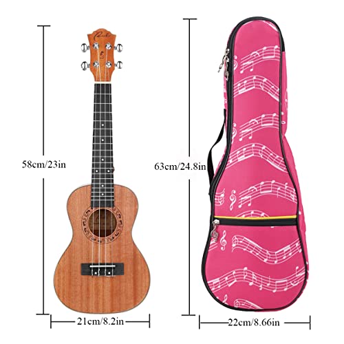KingPoint Pink Ukulele Case - Waterproof Oxford Musical Note Bag with Adjustable Straps - Image 2