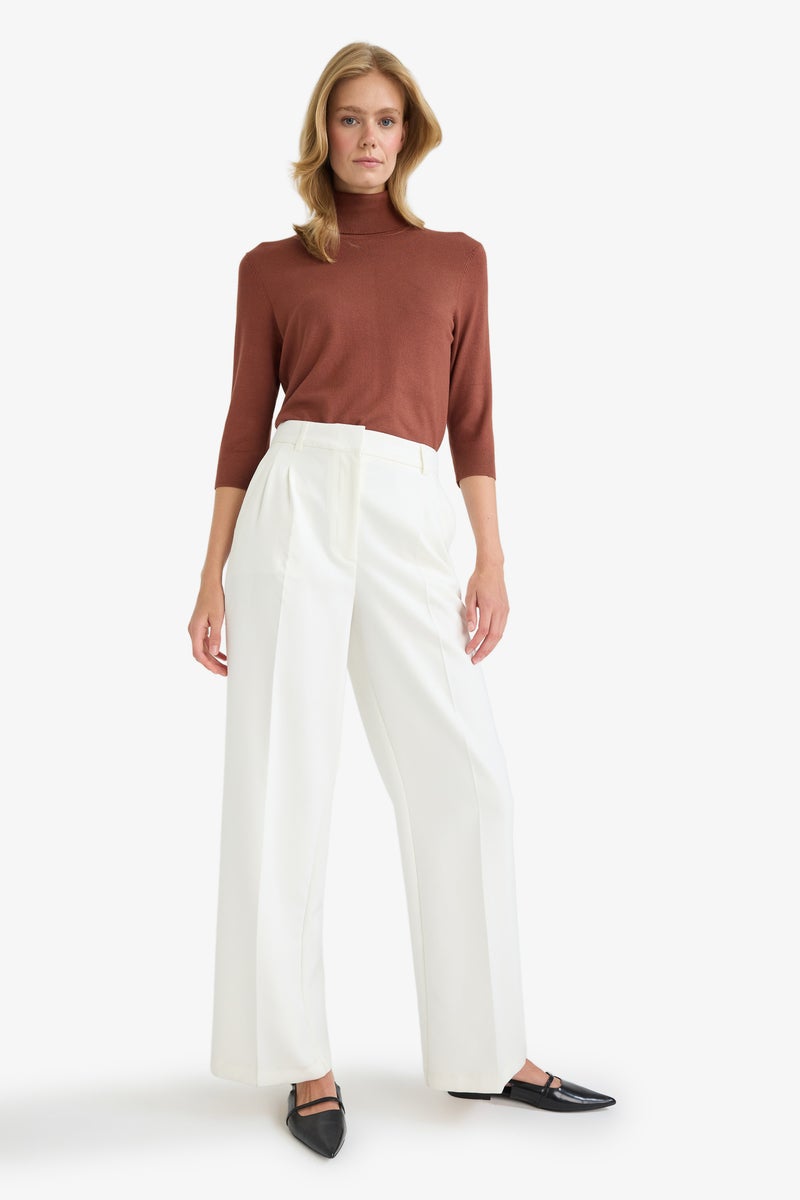 DeFacto Brown Woman Regular Fit Turtleneck Half Sleeve Basic Knit Pullover Casual - Image 2