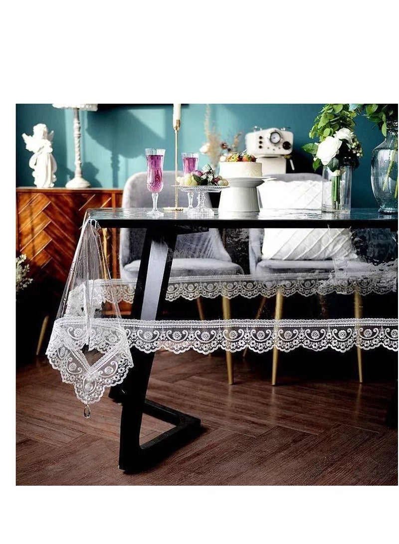 مفرش سفره واقي من الفينيل الشفاف مقاوم للماء والزيت مستطيل الشكل بلاستيك شفاف 1.37 × 1.83 سم - Image 1